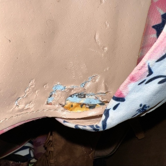 ♻️ JUSTFAB LENA FLORAL STRIPED CHUNKY HEEL SANDAL 👡 SIZE 10 - Picture 3 of 3